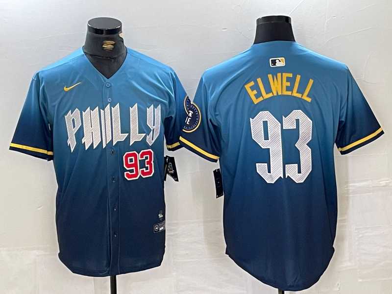 Men%27s Philadelphia Phillies #93 Jason Elwell Blue 2024 City Connect Limited Stitched Jerseys